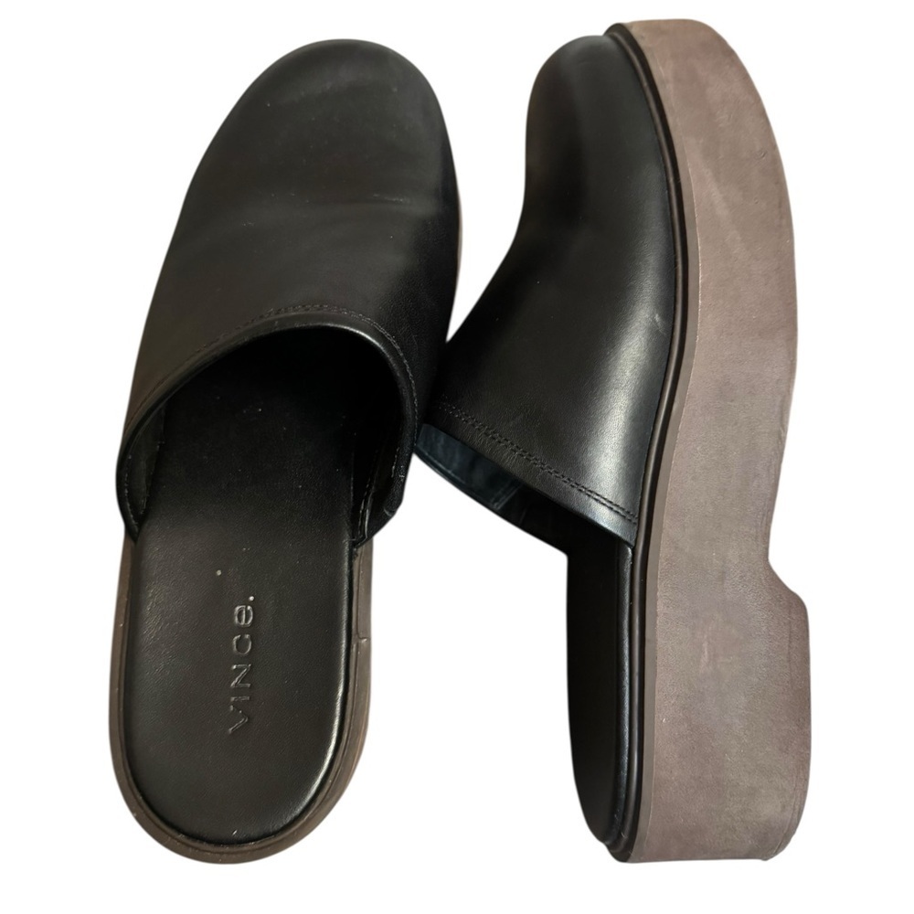VINCE ANTON Black Leather Platform Mules Women’s SZ 8.5